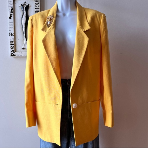 Vintage J. Gallery Yellow Boxy Cut Women’s Blazer Size 9/10 - Picture 1 of 6